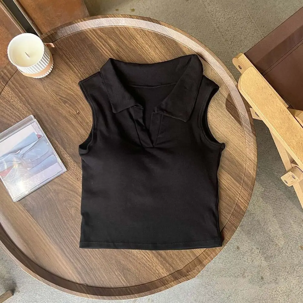 Fashion Solid Color Polo Neck Vest V-neck with Chest Pads Korean Y2K Crop Tops Sleeveless Cotton Slim Short T-shirt Summer
Fashion Solid Color Polo Neck Vest V-neck with Chest Pads Korean Y2K Crop Tops Sleeveless Cotton Slim Short T-shirt Summer