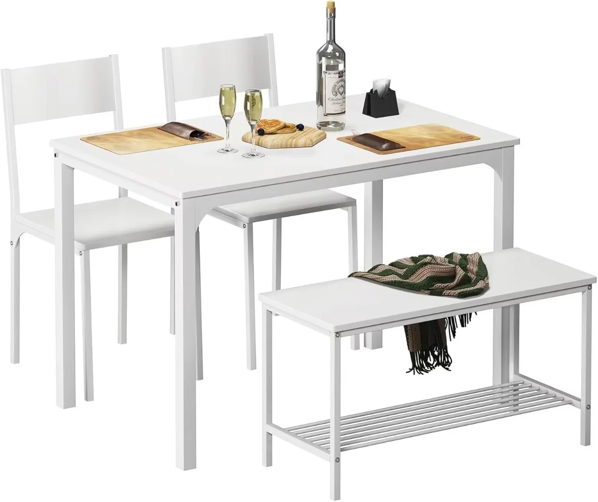 Dining Table Set for 4,Kitchen Table with Bench & Chairs,Wooden Table Top with Metal Legs for In Living Room,Kitchen Room,Dining
Dining Table Set for 4,Kitchen Table with Bench & Chairs,Wooden Table Top with Metal Legs for In Living Room,Kitchen Room,Dining