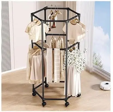 Вешалка для одежды Шестиугольная вращающаяся вешалка для одежды Металлическая сушилка для одежды Передвижная стойка для хранения одежды на балконе в спальне со шкивом
Вешалка для одежды Шестиугольная вращающаяся вешалка для одежды Металлическая сушилка для одежды Передвижная стойка для хранения одежды на балконе в спальне со шкивом