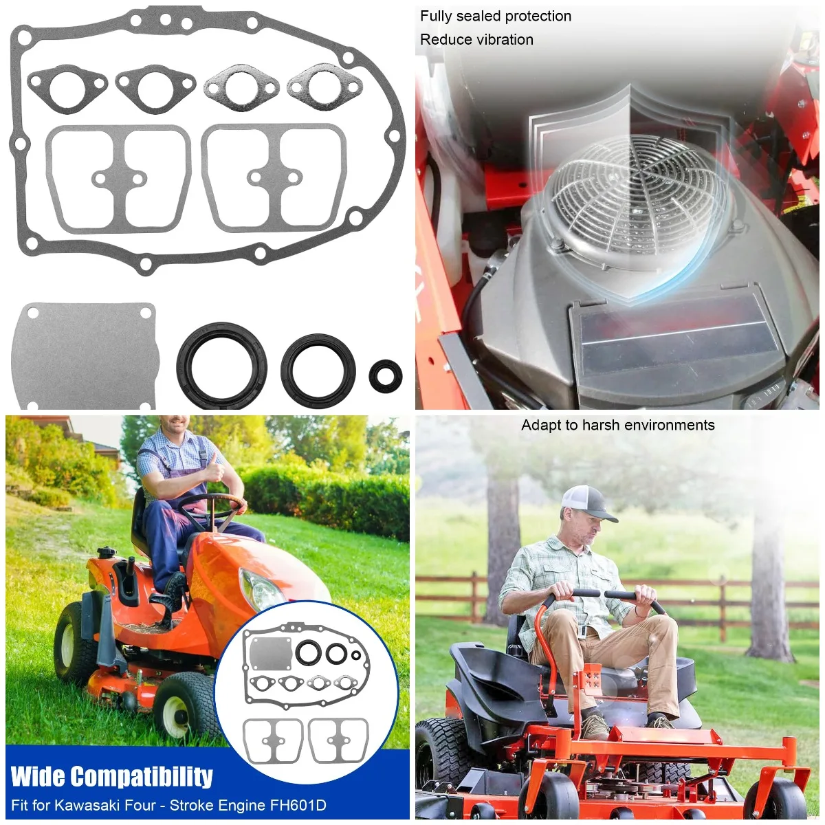 Engine Rocker Gasket Set for Kawasaki FH601D FH721D FH770D, Includes Crankcase Breather Gasket
Engine Rocker Gasket Set for Kawasaki FH601D FH721D FH770D, Includes Crankcase Breather Gasket