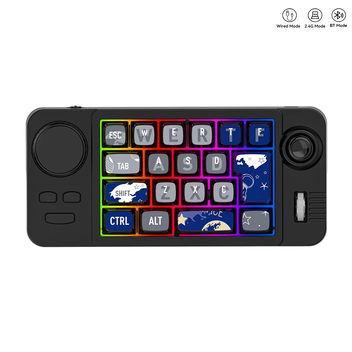 Rechargeable Bluetooth/2.4G/Wired Game Mechanical Keypad for Win/Mac with Game Joystick,Full Hot Swappable,Porgrammable,Backlit 
Rechargeable Bluetooth/2.4G/Wired Game Mechanical Keypad for Win/Mac with Game Joystick,Full Hot Swappable,Porgrammable,Backlit