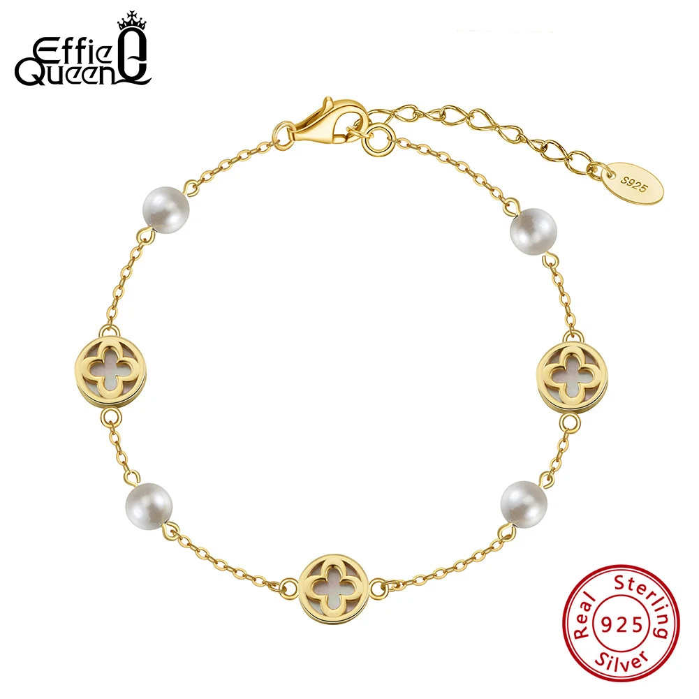 EFFIE QUEEN 100% S925 Silver 14k Gold Four Leaf Clover Chain Bracelet Lucky Jewelry for Women Wedding Party Banquet Gift GMB70
EFFIE QUEEN 100% S925 Silver 14k Gold Four Leaf Clover Chain Bracelet Lucky Jewelry for Women Wedding Party Banquet Gift GMB70