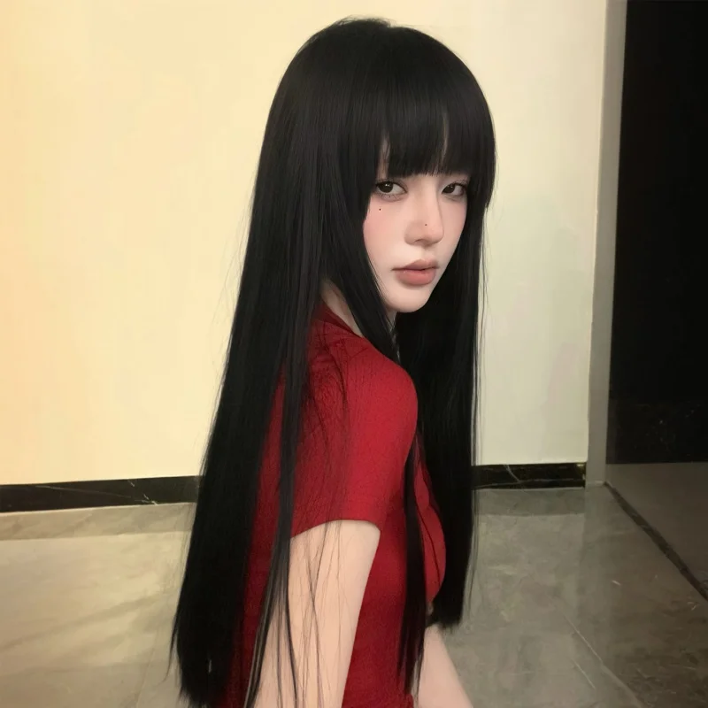 long straight for women with bangs, fluffy and natural, everyday black full , Fujiang manga wig
long straight for women with bangs, fluffy and natural, everyday black full , Fujiang manga wig