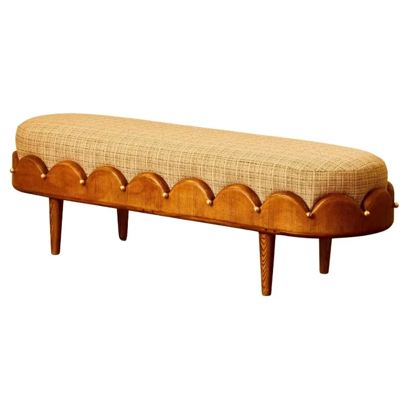 Modern style carved wooden stool with upholstered seat, gold leaf decoration, suitable for entrance area
Modern style carved wooden stool with upholstered seat, gold leaf decoration, suitable for entrance area