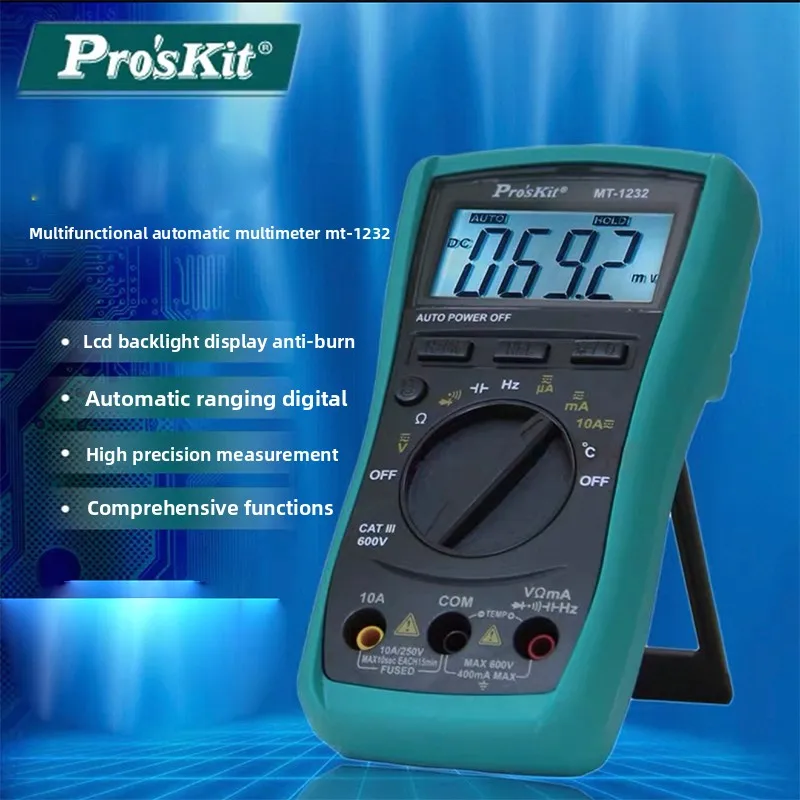 Pro'sKit MT-1232 Digital Multimeter with Automatic Ranging and Capacitance Measurement Authentic Product Ideal
Pro'sKit MT-1232 Digital Multimeter with Automatic Ranging and Capacitance Measurement Authentic Product Ideal