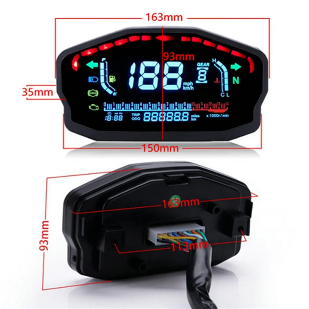 Motorcycle Universal LED LCD Speedometer Digital Backlight Odometer For 2,4 Cylinders For BMW Honda Ducati Kawasaki Yamaha
Motorcycle Universal LED LCD Speedometer Digital Backlight Odometer For 2,4 Cylinders For BMW Honda Ducati Kawasaki Yamaha