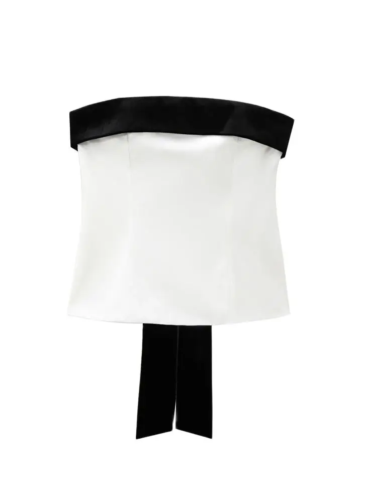TRZA-Women's Patchwork Velvet Strapless Bustier Tops, Straight Neck, Side Zipper, Female Camis, Sexy Fashion
TRZA-Women's Patchwork Velvet Strapless Bustier Tops, Straight Neck, Side Zipper, Female Camis, Sexy Fashion