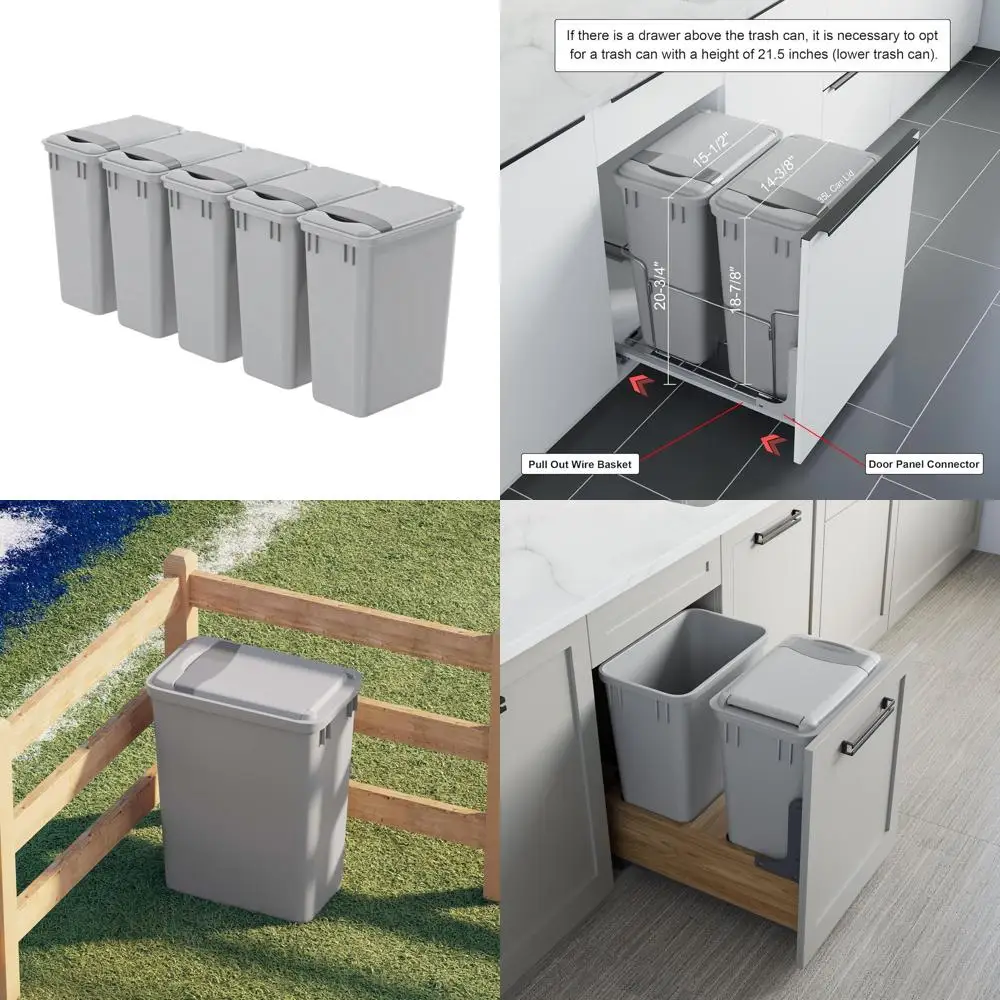 35-Quart Gray Square Plastic Trash Bin with Lid, Stackable for Under Sink, Desk, Office, Kitchen, Bathroom, or Yard (8.75 Gallon
35-Quart Gray Square Plastic Trash Bin with Lid, Stackable for Under Sink, Desk, Office, Kitchen, Bathroom, or Yard (8.75 Gallon