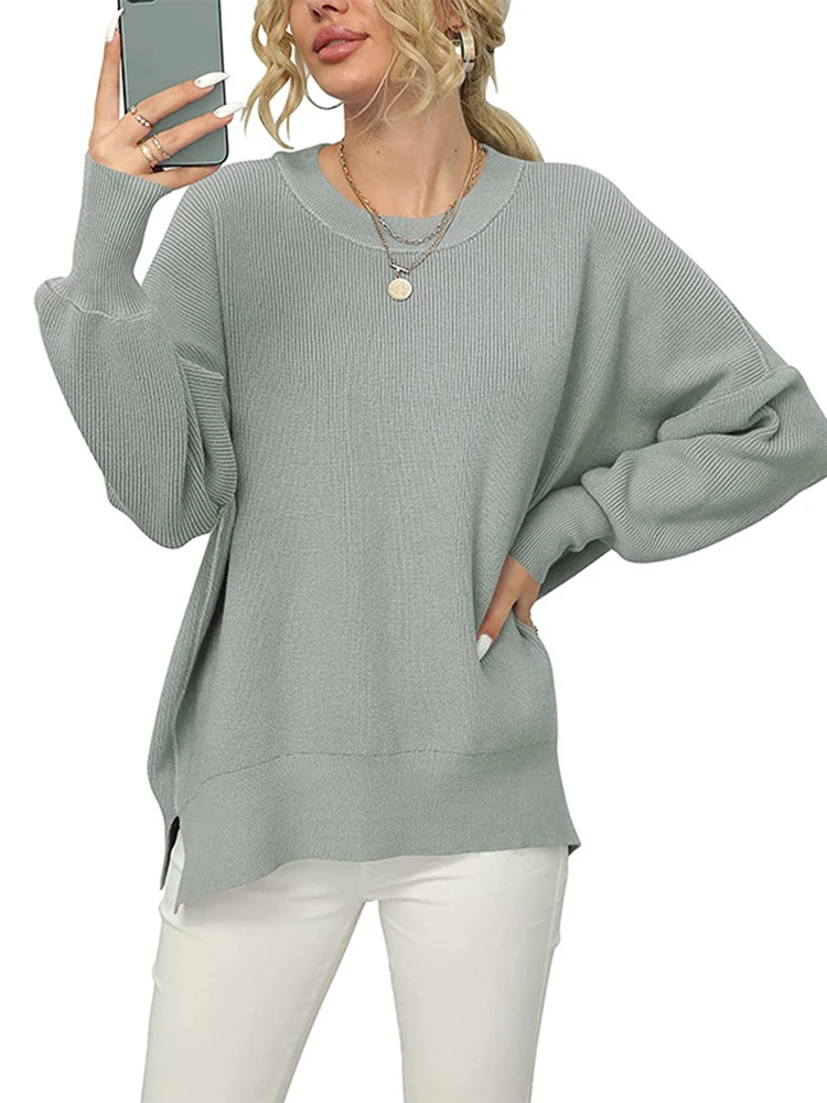 Winter Loose Ribbed Pullovers Women Side Slit Knitted Sweaters Casual O-Neck Batwing Sleeve Tops Female Vintage Solid Knitwears
Winter Loose Ribbed Pullovers Women Side Slit Knitted Sweaters Casual O-Neck Batwing Sleeve Tops Female Vintage Solid Knitwears