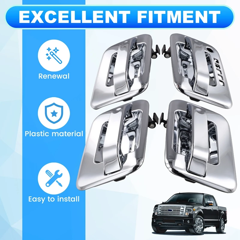 4Pcs Car Front Rear Exterior Door Handle For Ford F-150 2004-2014 Lincoln Mark L 9L3Z-1522405-BA 9L3Z-1626604-AA
4Pcs Car Front Rear Exterior Door Handle For Ford F-150 2004-2014 Lincoln Mark L 9L3Z-1522405-BA 9L3Z-1626604-AA