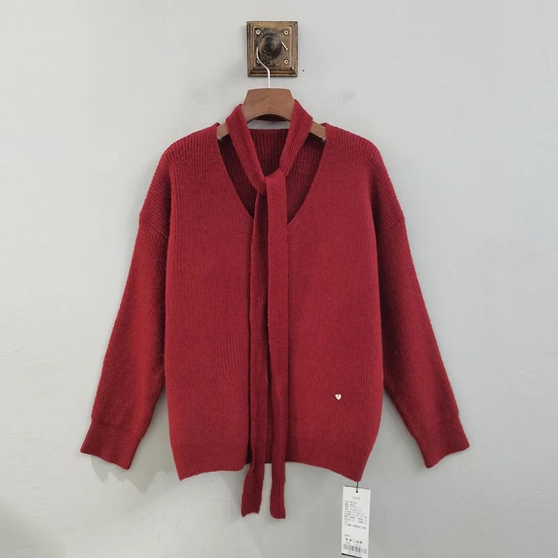 Red V-Ne Draped Ne Sweater Women's Lazy Sle Mid-Length Knitted Long Sve Casual Faion Commute Winter New Arrival
Red V-Ne Draped Ne Sweater Women's Lazy Sle Mid-Length Knitted Long Sve Casual Faion Commute Winter New Arrival
