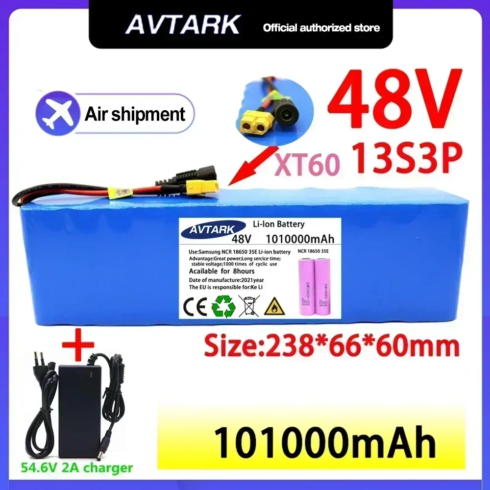 WE Powerful 48V 101000mAh 1000w 13S3P XT60 101Ah Li-ion Battery for 54.6V Scooter Electric Bike with BMS Charger
WE Powerful 48V 101000mAh 1000w 13S3P XT60 101Ah Li-ion Battery for 54.6V Scooter Electric Bike with BMS Charger