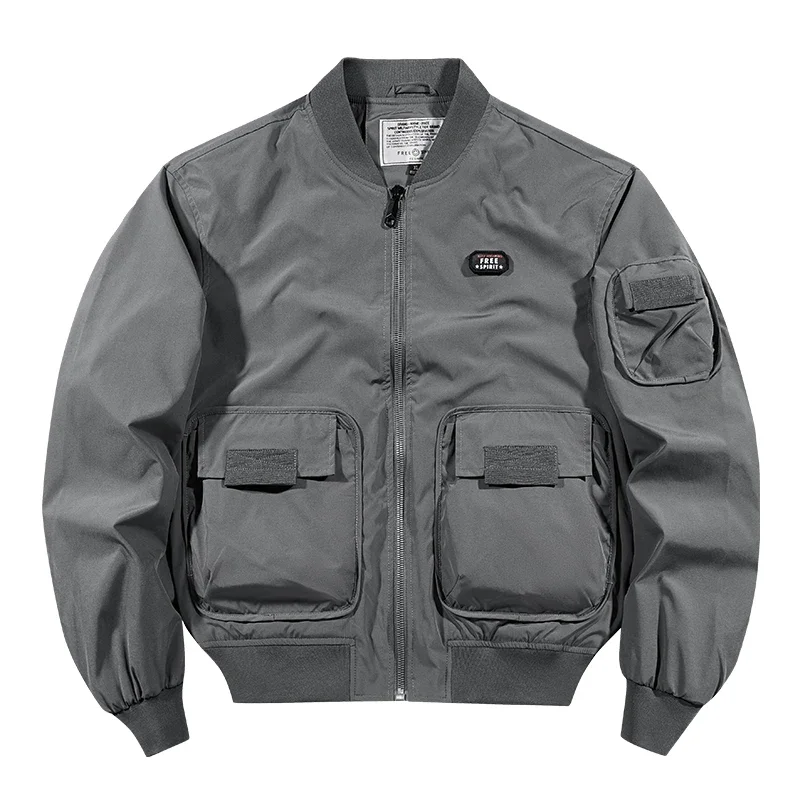 Work Clothes Coat Solid Multi Pocket Stand Collar Baseball Jackets Men Clothing Casual Coats High Quality Men's Bomber Jacket
Work Clothes Coat Solid Multi Pocket Stand Collar Baseball Jackets Men Clothing Casual Coats High Quality Men's Bomber Jacket