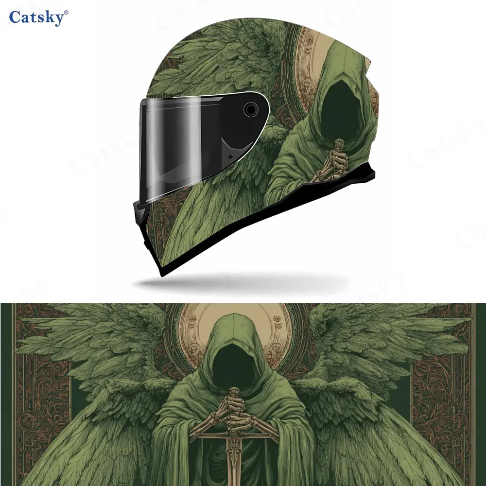 Personalized Green Winged Reaper Motorcycle Helmet Decal, Waterproof Self-adhesive Helmet Vinyl Wraps Sticker, Cool DIY Graffiti
Personalized Green Winged Reaper Motorcycle Helmet Decal, Waterproof Self-adhesive Helmet Vinyl Wraps Sticker, Cool DIY Graffiti
