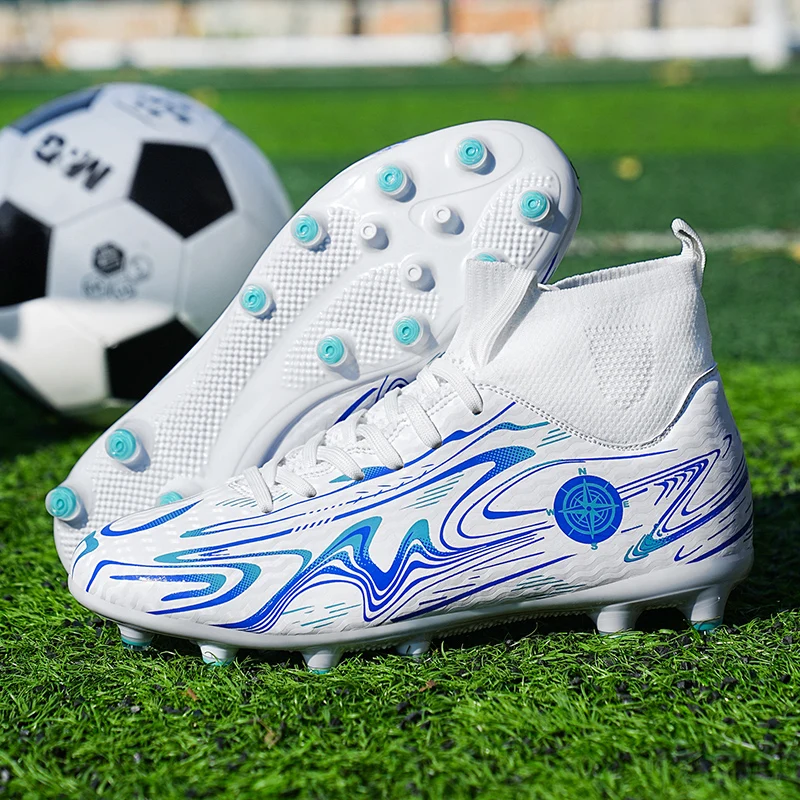 A pair of teenagers' breathable high-top soccer cleats with firm ground studs, durable sole for youth sports use MZ-2801-1
A pair of teenagers' breathable high-top soccer cleats with firm ground studs, durable sole for youth sports use MZ-2801-1