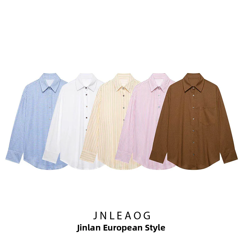 JNLEAOG Summer New Women's Long Sleeve Shirt Lazy Style Vertical Stripes Silhouette Design Polyester Fabric Fashionable Ladie...
JNLEAOG Summer New Women's Long Sleeve Shirt Lazy Style Vertical Stripes Silhouette Design Polyester Fabric Fashionable Ladie...