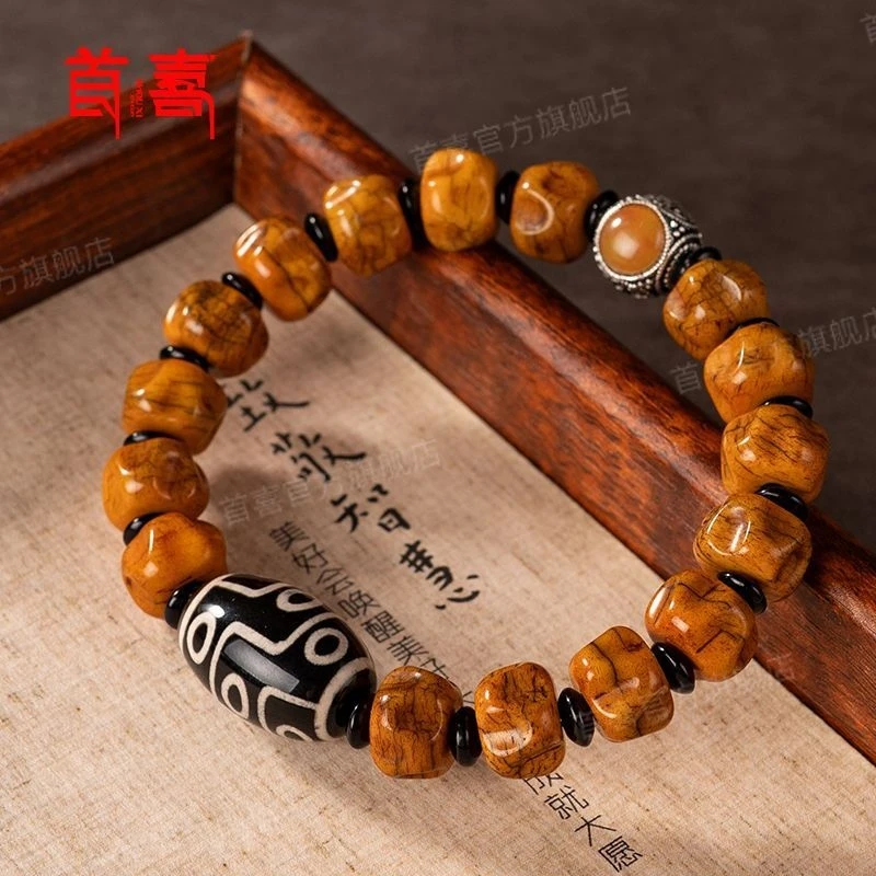 Tibetan- nine-eye dzi bead for men and women, original ethnic style gift bracelet made of yak cow bone fo
Tibetan- nine-eye dzi bead for men and women, original ethnic style gift bracelet made of yak cow bone fo