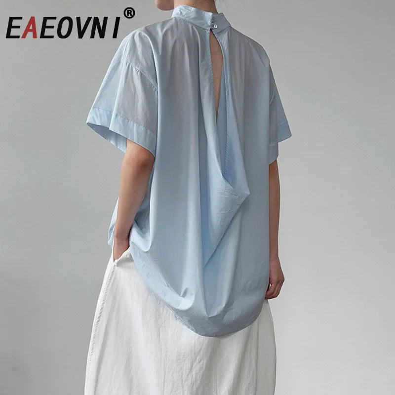 EAEOVNI Summer Sunscreen Pullover Blouse Women Stand Collar Short Sleeve Backless Design Shirt Casual 2025 New Clothing 1A1187
EAEOVNI Summer Sunscreen Pullover Blouse Women Stand Collar Short Sleeve Backless Design Shirt Casual 2025 New Clothing 1A1187