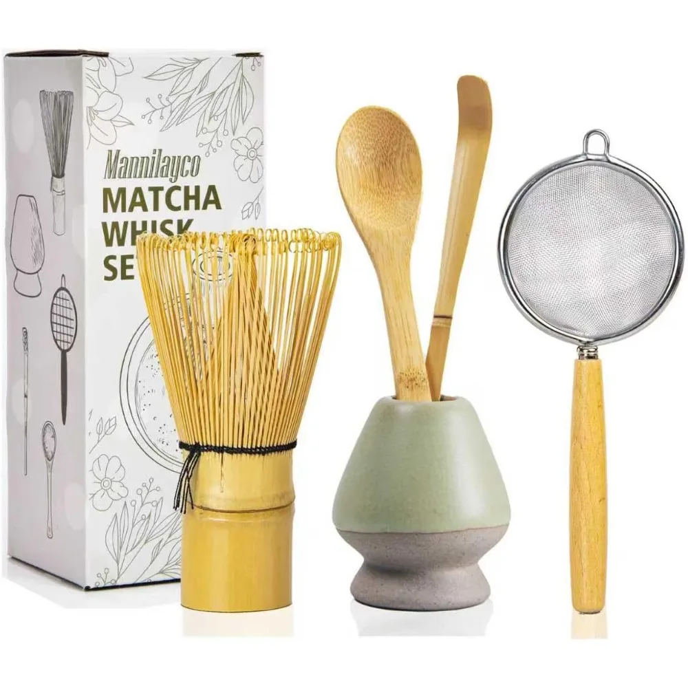 US Shipping 5-Piece Matcha Whisk Set, Traditional Japanese Bamboo Chasen Whisk with Holder, Chashaku Scoop, Spoon, Fine Mesh
US Shipping 5-Piece Matcha Whisk Set, Traditional Japanese Bamboo Chasen Whisk with Holder, Chashaku Scoop, Spoon, Fine Mesh