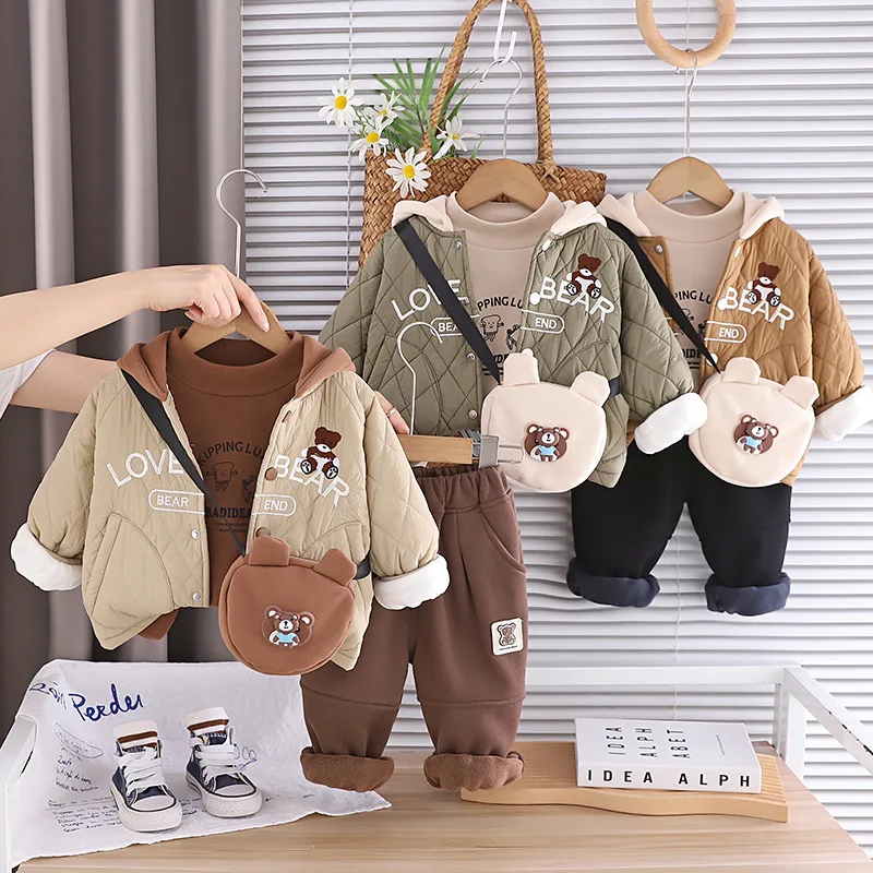 Boys Warm Clothing Sets Winter Children Thick Velvet Coats Hoodies T-shirts Pants 3pcs Cute Suit For Baby Tracksuits Kids Outfit
Boys Warm Clothing Sets Winter Children Thick Velvet Coats Hoodies T-shirts Pants 3pcs Cute Suit For Baby Tracksuits Kids Outfit