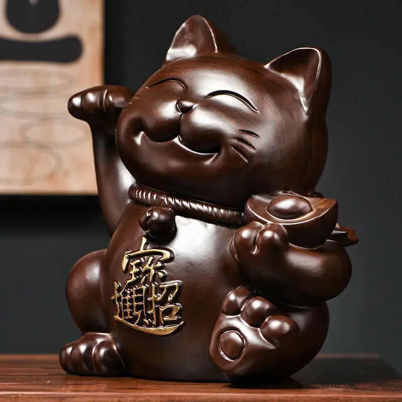 Arts and Crafts Ebony Wood Carved Maneki Neko Statue Lucky Cat Feng Shui Decor 15CM
Arts and Crafts Ebony Wood Carved Maneki Neko Statue Lucky Cat Feng Shui Decor 15CM