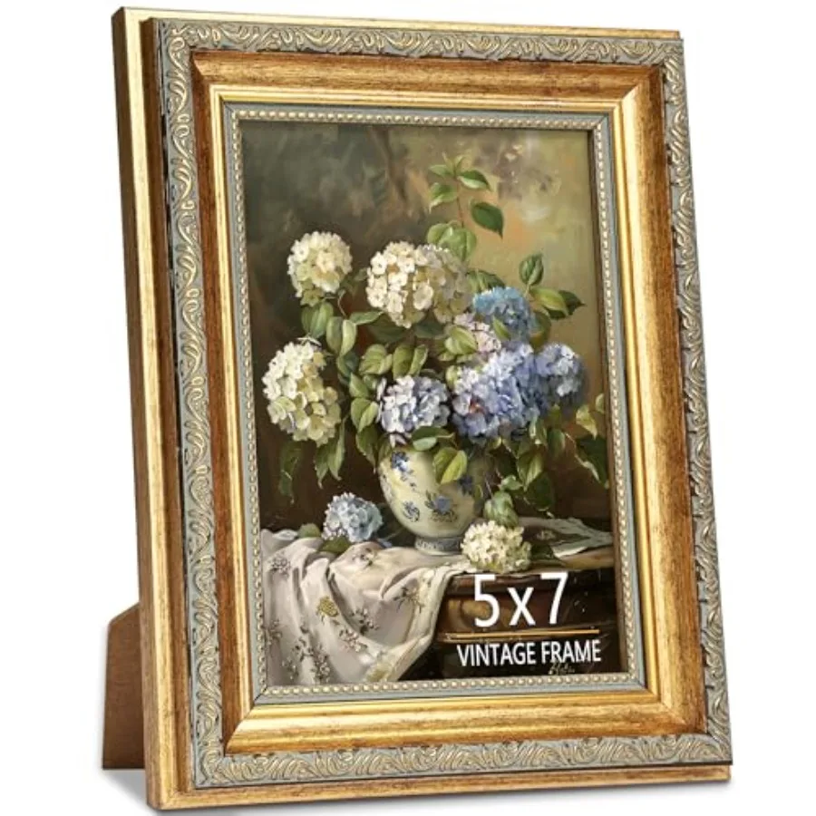 5x7 Picture Frame, Ornate Vintage Picture Frames with HD Glass for Wall Hanging and Tabletop Display, 5 x 7 Antique Photo Frame
5x7 Picture Frame, Ornate Vintage Picture Frames with HD Glass for Wall Hanging and Tabletop Display, 5 x 7 Antique Photo Frame