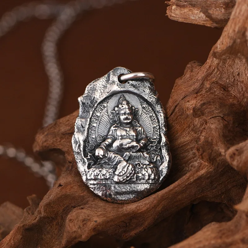 S925 Silver Yellow Jambhala Pendant Necklace, Vintage Solid Ethnic Style Medal Chain, Buddhist Talisman Jewelry Gift
S925 Silver Yellow Jambhala Pendant Necklace, Vintage Solid Ethnic Style Medal Chain, Buddhist Talisman Jewelry Gift