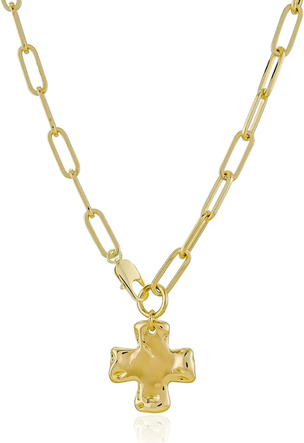 Chunky Cross Necklace for Women Gold Silver Plated Big Pendant Paperclip Chain Religious Gift
Chunky Cross Necklace for Women Gold Silver Plated Big Pendant Paperclip Chain Religious Gift