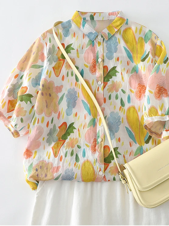 Fashionable Anti-Aging Dopaamine Print Cotton Linen Shirt Women Summer Thin Loose Large Size Linen Sleeve Top
Fashionable Anti-Aging Dopaamine Print Cotton Linen Shirt Women Summer Thin Loose Large Size Linen Sleeve Top