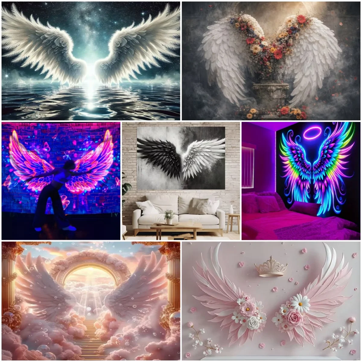 Angel Wings Theme Party Decoration Background Supplies Beautiful Neon Angel Wings Banner Portrait Photography Backdrop Poster
Angel Wings Theme Party Decoration Background Supplies Beautiful Neon Angel Wings Banner Portrait Photography Backdrop Poster