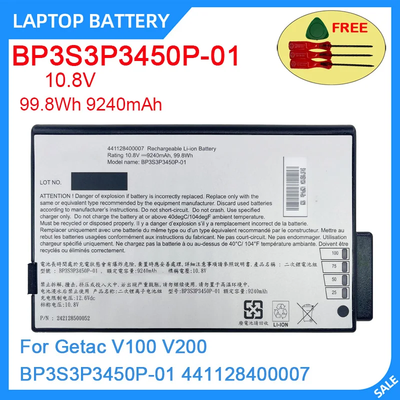 New BP3S3P3450P-01 10.8V 99.8Wh 9240mAh High Quality Laptop Battery For Getac V100 V200 BP3S3P3450P-01 441128400007
New BP3S3P3450P-01 10.8V 99.8Wh 9240mAh High Quality Laptop Battery For Getac V100 V200 BP3S3P3450P-01 441128400007