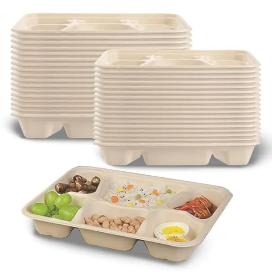 50 Pack HeavyDuty Compostable Trays 6 Compartment Plates 6Section Bagasse Plates for School Party Catering 11x8 EcoFriendly Mi
50 Pack HeavyDuty Compostable Trays 6 Compartment Plates 6Section Bagasse Plates for School Party Catering 11x8 EcoFriendly Mi