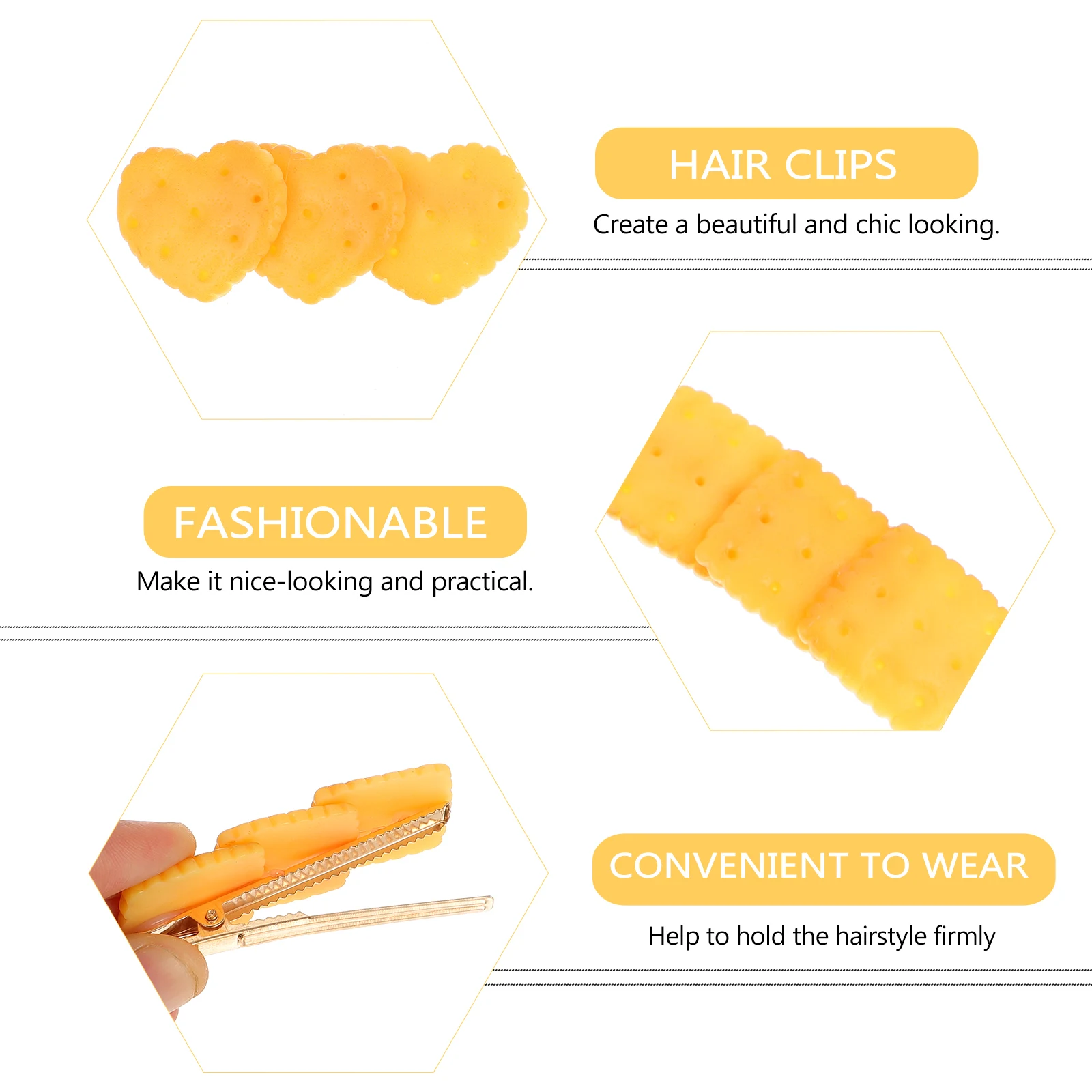 3pcs Funny Hairpins Girl Biscuit Headdress Cute Hair Clips For Party Flower Girls Cosplay Biscuit Shape Hairpin Small Hairpin
3pcs Funny Hairpins Girl Biscuit Headdress Cute Hair Clips For Party Flower Girls Cosplay Biscuit Shape Hairpin Small Hairpin