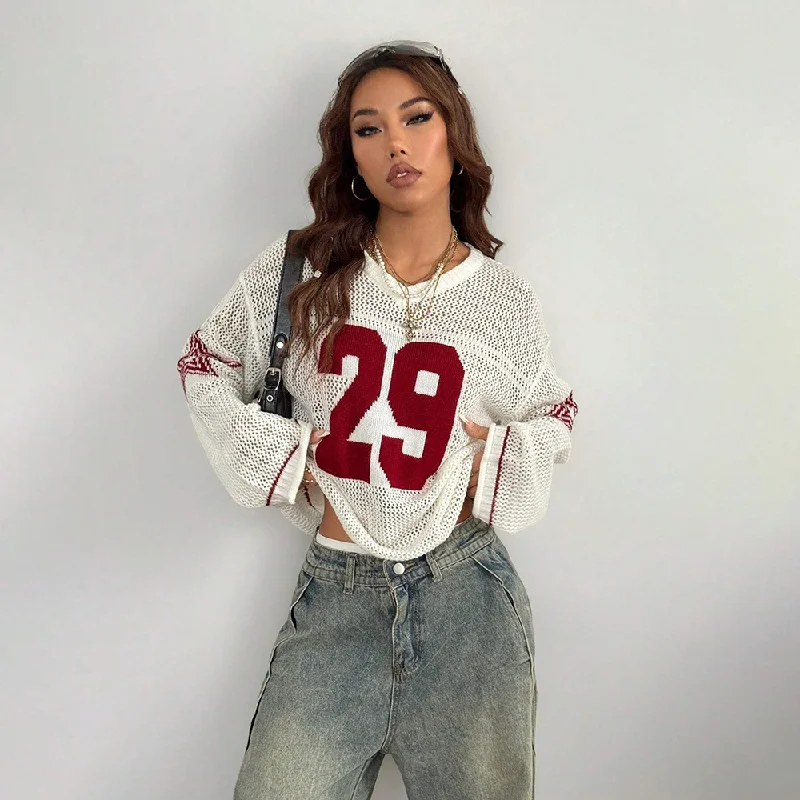 Fashion Mesh Hollow Letter Printing Loose Tshirts Women V Neck Long Sleeve Sporty Street Tops Y2k Summer New Tees Wear
Fashion Mesh Hollow Letter Printing Loose Tshirts Women V Neck Long Sleeve Sporty Street Tops Y2k Summer New Tees Wear