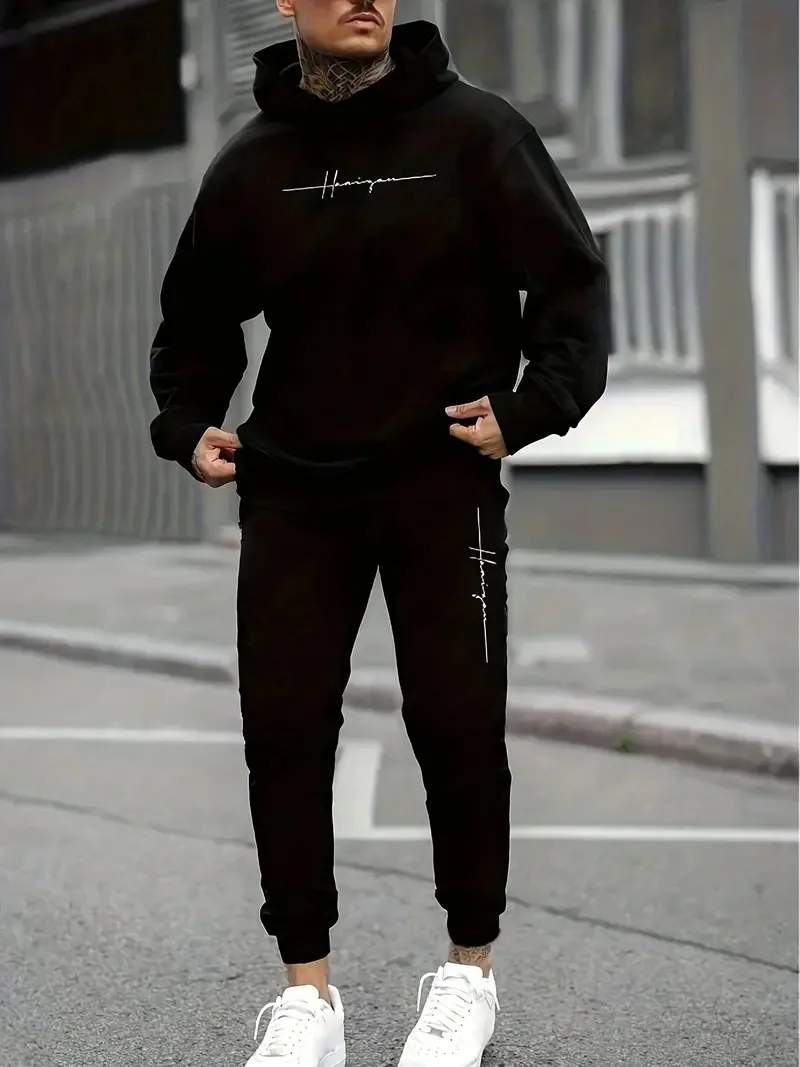 The 2025 Spring and Autumn new men's hoodie set is a casual and fashionable streetwear collection with letter prints 
The 2025 Spring and Autumn new men's hoodie set is a casual and fashionable streetwear collection with letter prints
