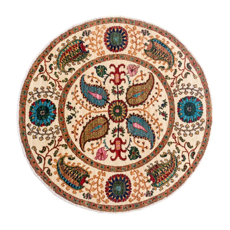 Afghanistan imported luxury retro American flower hand knotted living room round wool carpet
Afghanistan imported luxury retro American flower hand knotted living room round wool carpet
