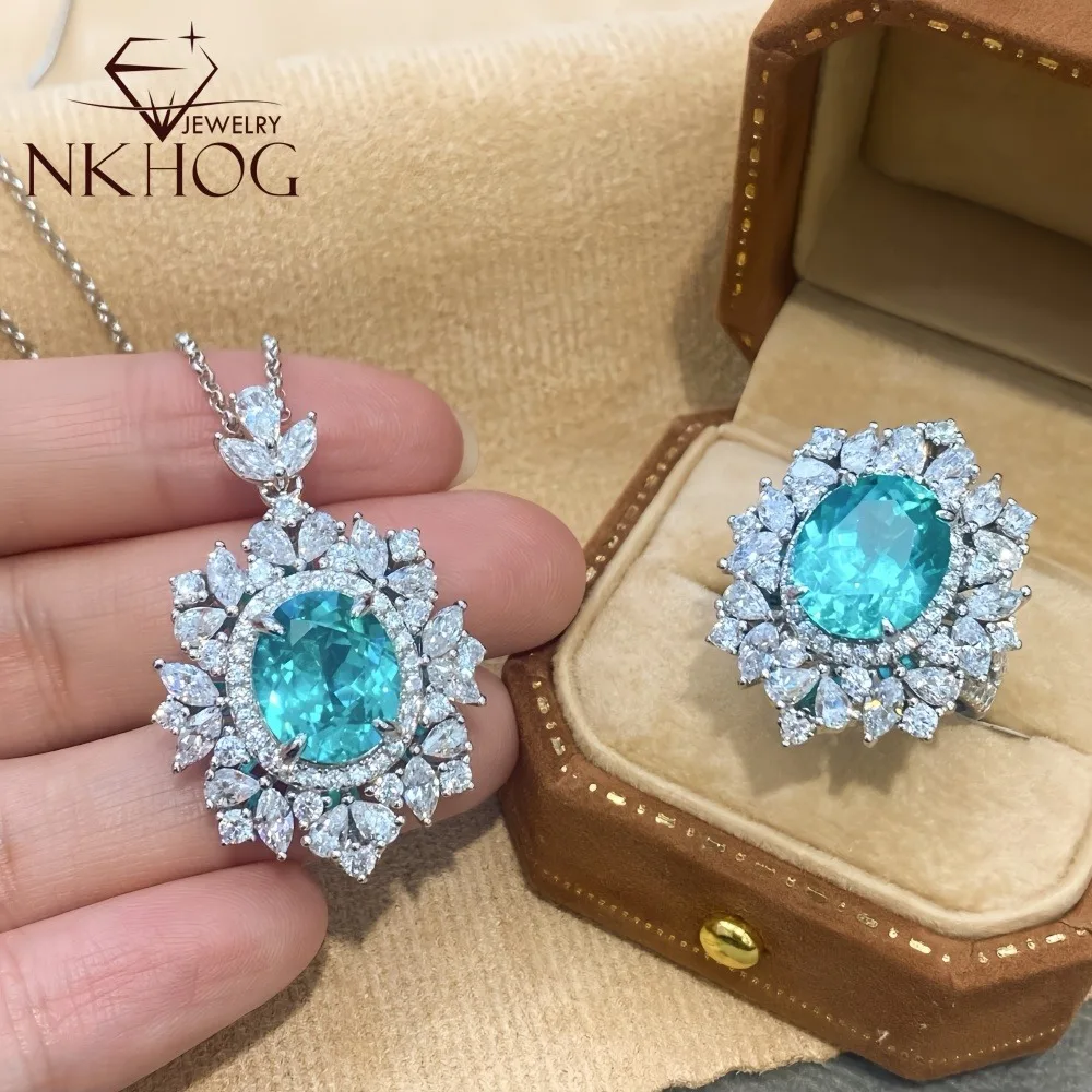 NKHOG Luxury Cultivated Gemstones Jewelry Sets For Women 925 Sterling Silver Ring Necklace Earring Sets 18K Plated Gifts Jewelry
NKHOG Luxury Cultivated Gemstones Jewelry Sets For Women 925 Sterling Silver Ring Necklace Earring Sets 18K Plated Gifts Jewelry