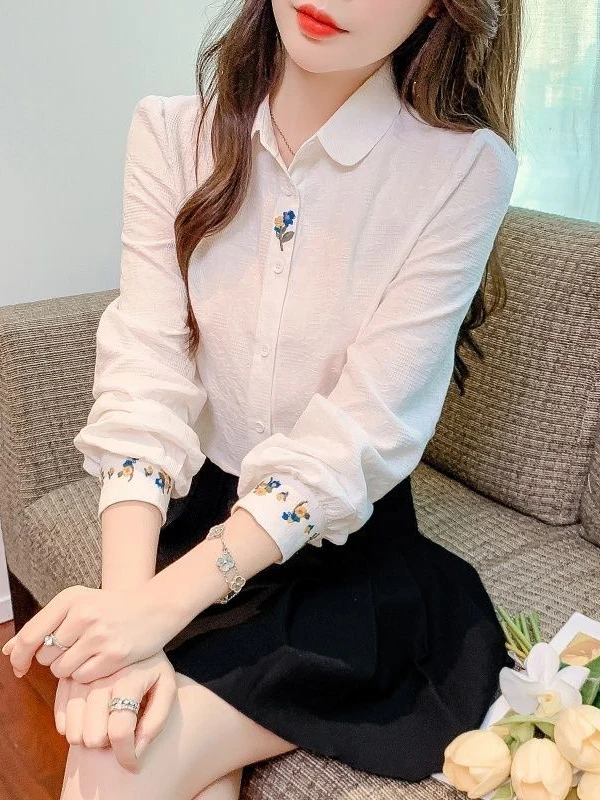 Женская хлопковая рубашка Ele с вышивкой, длинный рукав, весна-осень, маленький размер, модная, высококачественная, легкая, из чистого хлопка
Женская хлопковая рубашка Ele с вышивкой, длинный рукав, весна-осень, маленький размер, модная, высококачественная, легкая, из чистого хлопка