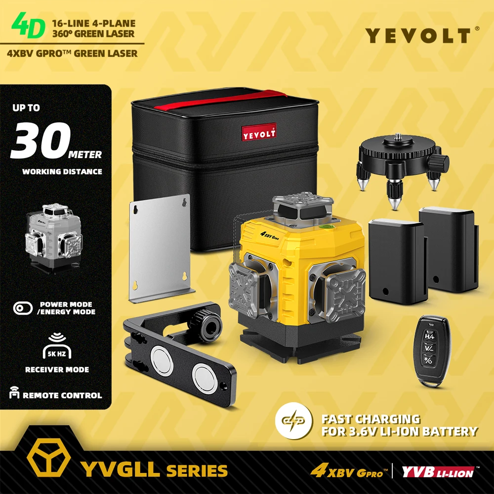 YEVOLT YVGLL4XS16G 16-Line Laser Level - Strobe Flash for Laser Tracking, Eco Mode & Battery Display Self-Leveling Quick Jobs
YEVOLT YVGLL4XS16G 16-Line Laser Level - Strobe Flash for Laser Tracking, Eco Mode & Battery Display Self-Leveling Quick Jobs