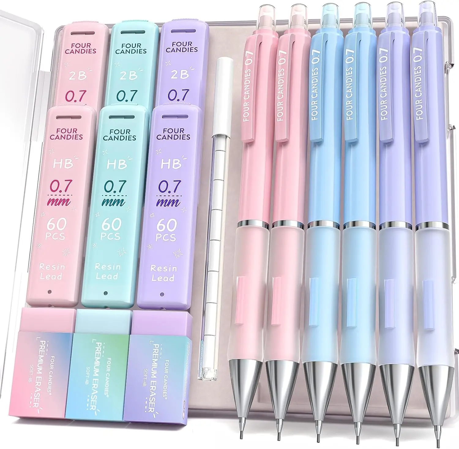 6 Pcs Mechanical Pencil Set, 0.7mm Pastel Cute Pencils with 360 Lead Refills, Erasers & Case, School Supplies
6 Pcs Mechanical Pencil Set, 0.7mm Pastel Cute Pencils with 360 Lead Refills, Erasers & Case, School Supplies