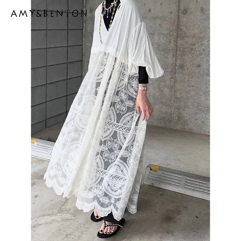 2025 Spring Summer American Retro Women's Top Original Design Sweet Lace Hollow Dress Loose Versatile Thin White Dresses Ladies
2025 Spring Summer American Retro Women's Top Original Design Sweet Lace Hollow Dress Loose Versatile Thin White Dresses Ladies