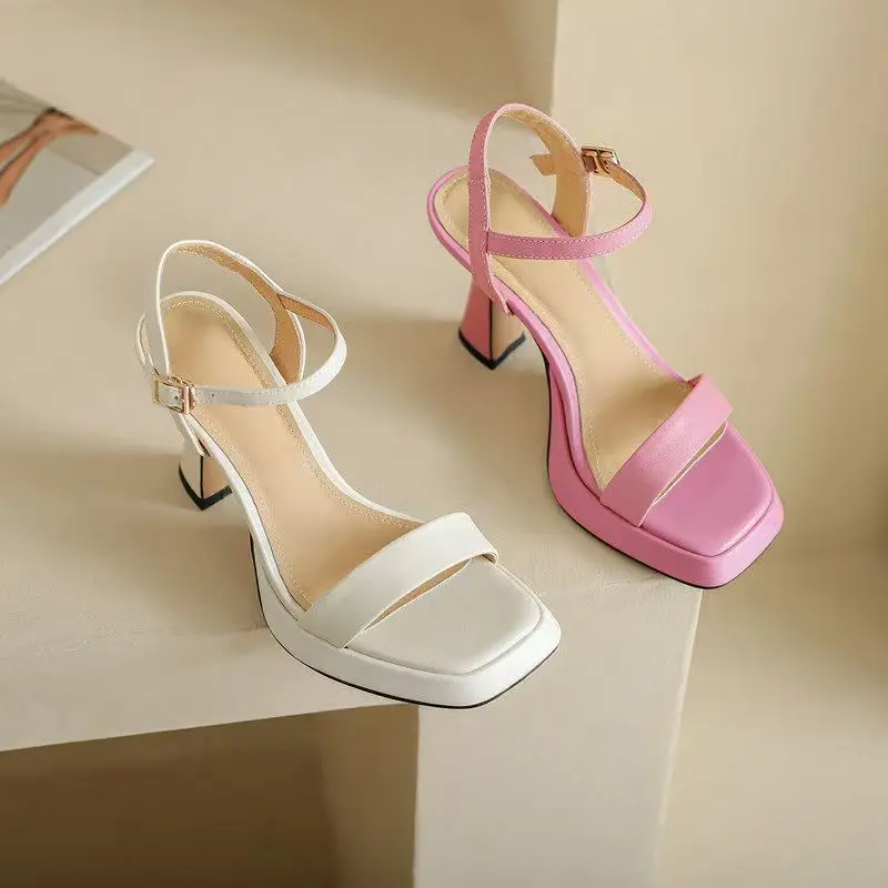 Summer platform high-heeled sandals fashion square head open toe thick with pink black white fairy wind shopping sandals 34-40
Summer platform high-heeled sandals fashion square head open toe thick with pink black white fairy wind shopping sandals 34-40