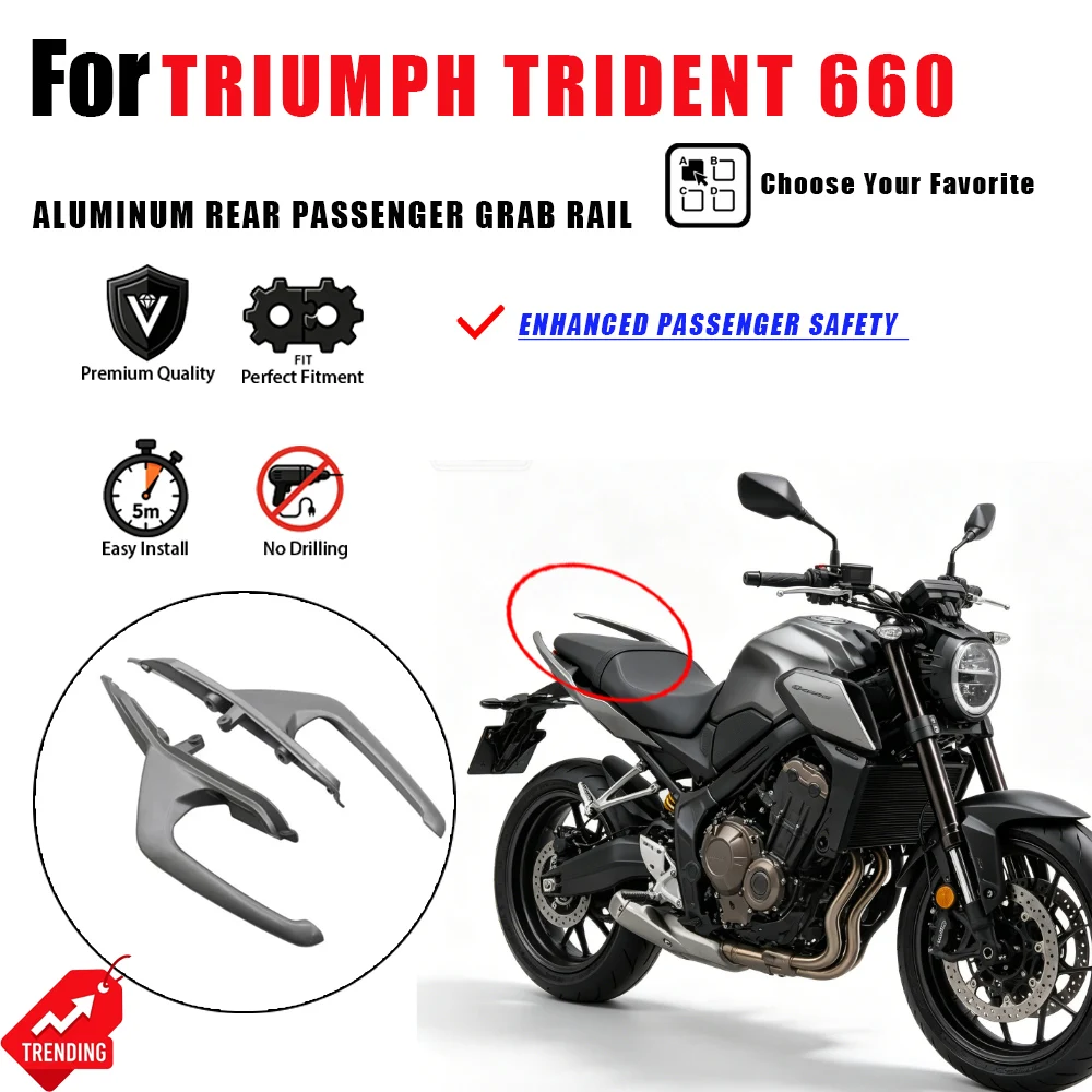 For Triumph Trident 660 Aluminum Rear Passenger Grab Rail Handrail Support Accesorios Moto Agarradera Trasera Maniglia Part
For Triumph Trident 660 Aluminum Rear Passenger Grab Rail Handrail Support Accesorios Moto Agarradera Trasera Maniglia Part