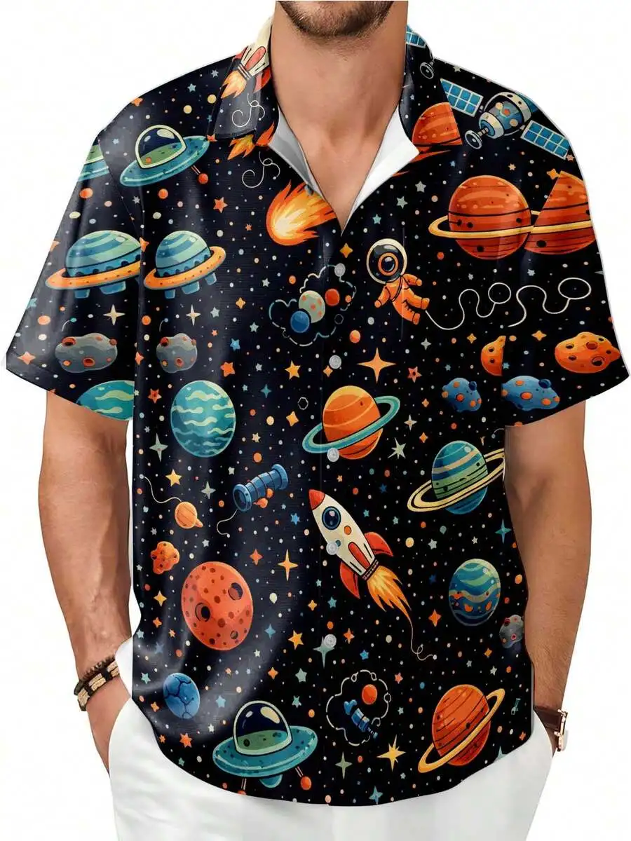 Space Cartoon Print Mens Hawaiian Shirt Short Sleeve Button Down Summer Beach Casual Shirt
Space Cartoon Print Mens Hawaiian Shirt Short Sleeve Button Down Summer Beach Casual Shirt