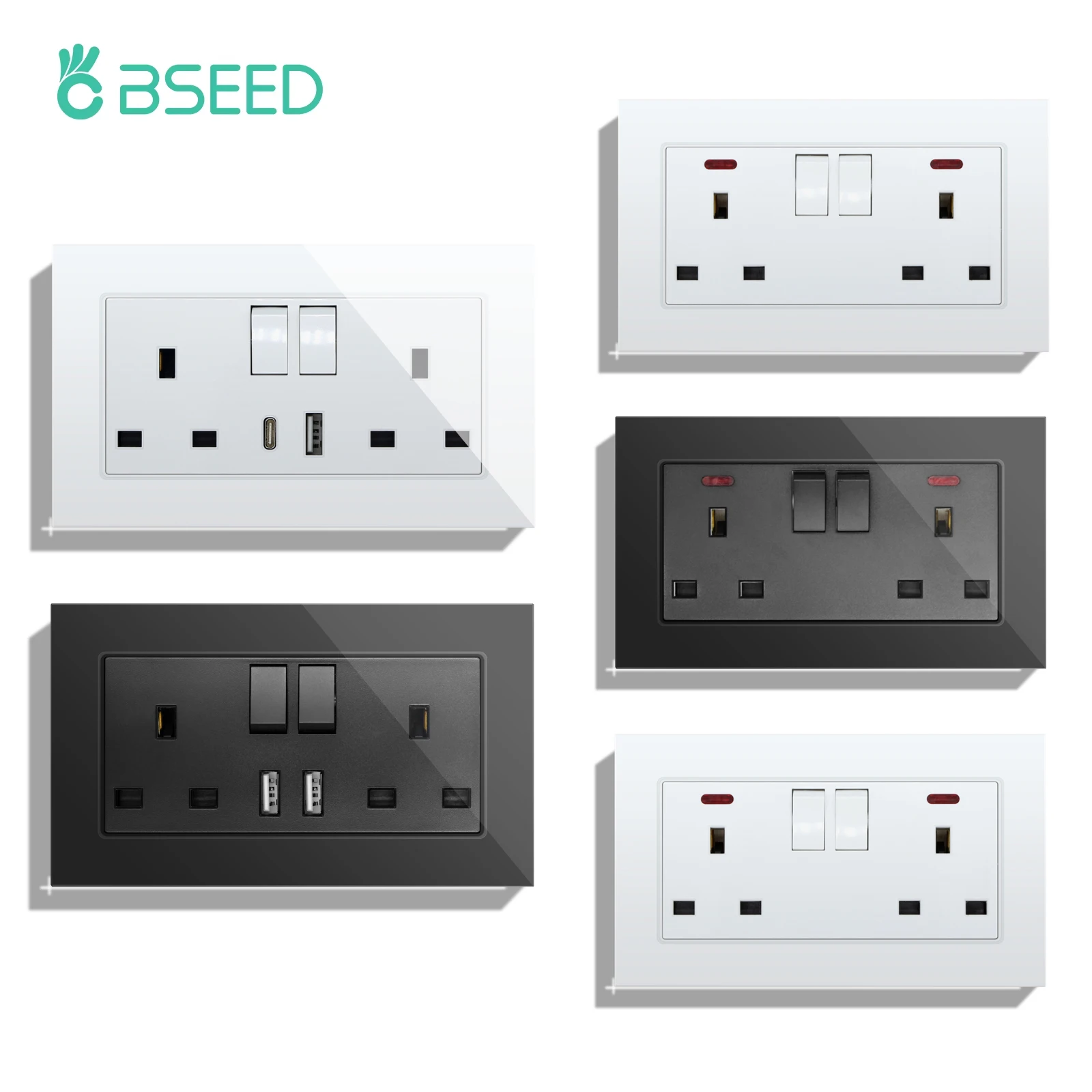 Стандартные двойные розетки BSEED, вилка USB Type-C, зарядка, розетки 5 В, 2,1 А, настенная розетка с двойным переключателем, хрустальное стекло
Стандартные двойные розетки BSEED, вилка USB Type-C, зарядка, розетки 5 В, 2,1 А, настенная розетка с двойным переключателем, хрустальное стекло