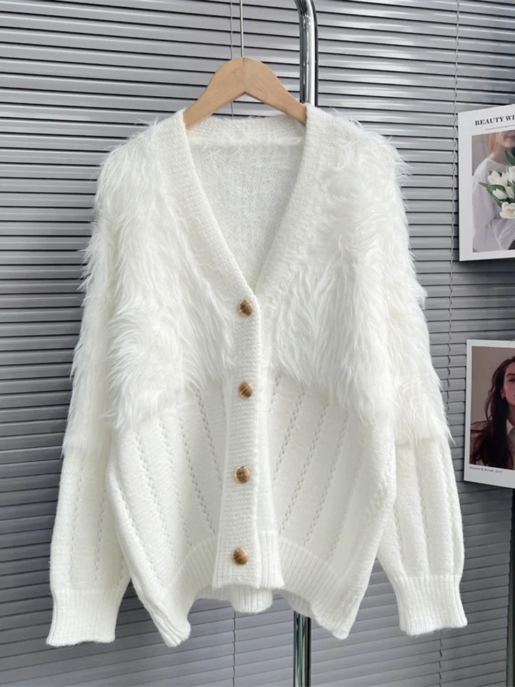 Knitted Women Sweater 2022 Autumn Winter Loose Fake Mink Fleece Patchwork Knitting Long Sleeve Tops Cardigan Coats H760
Knitted Women Sweater 2022 Autumn Winter Loose Fake Mink Fleece Patchwork Knitting Long Sleeve Tops Cardigan Coats H760