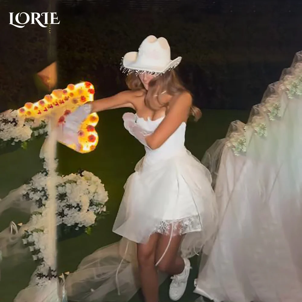 LORIE Vintage Lace Short Mermaid Wedding Dress Pearls Appliques Strapless Corset Mini Bridal Gown Princess Bride Gown Customized
LORIE Vintage Lace Short Mermaid Wedding Dress Pearls Appliques Strapless Corset Mini Bridal Gown Princess Bride Gown Customized