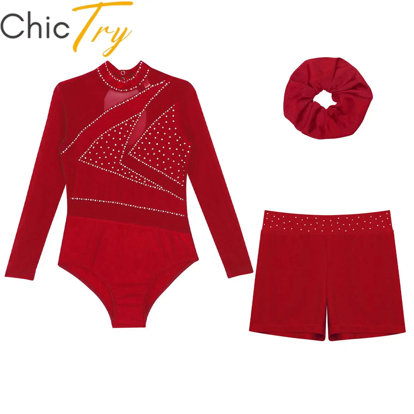 Kids Girls Ballet Gymnastics Set Sports Figure Skating Outfits Child Sheer Mesh Long Sleeve Cutout Back Leotard with Shorts Suit
Kids Girls Ballet Gymnastics Set Sports Figure Skating Outfits Child Sheer Mesh Long Sleeve Cutout Back Leotard with Shorts Suit