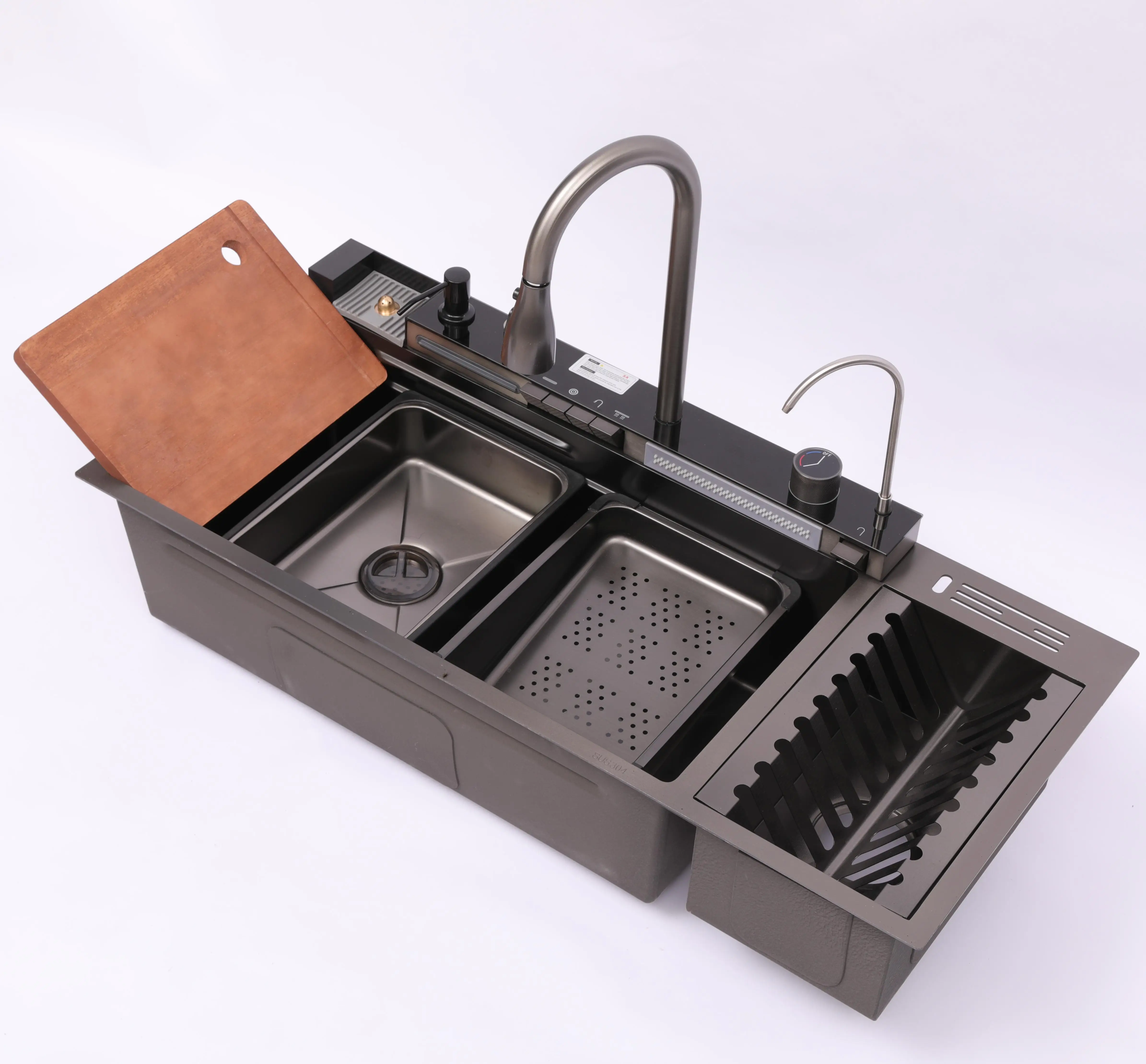 Нано-полированный графический дизайн, одна чаша, водопад высшего качества, современная многофункциональная кухонная мойка из нержавеющей стали
Нано-полированный графический дизайн, одна чаша, водопад высшего качества, современная многофункциональная кухонная мойка из нержавеющей стали