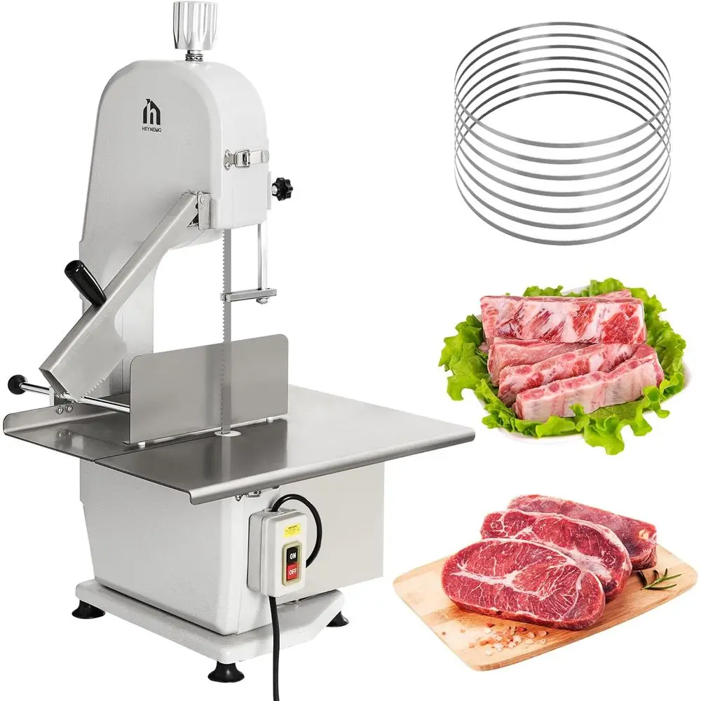 1500W Commercial Electric Bone Saw with 5 Blades, 0.16-7.9 Inch Cutting Thickness, 120V Heavy-Duty Meat Cutting Bandsaw
1500W Commercial Electric Bone Saw with 5 Blades, 0.16-7.9 Inch Cutting Thickness, 120V Heavy-Duty Meat Cutting Bandsaw